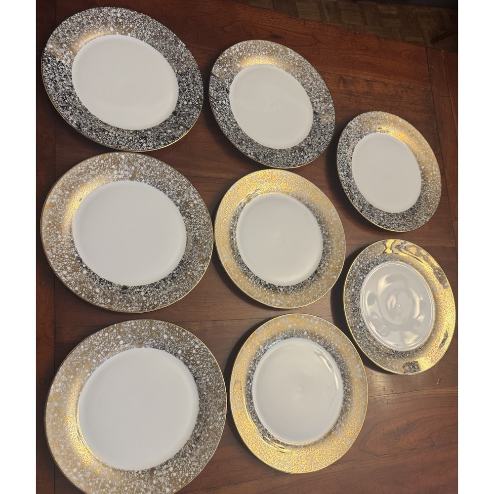 Set of 8 Ciroa Luxe Gold 10 3/4 Dinner Plates‎ C9AC9A18